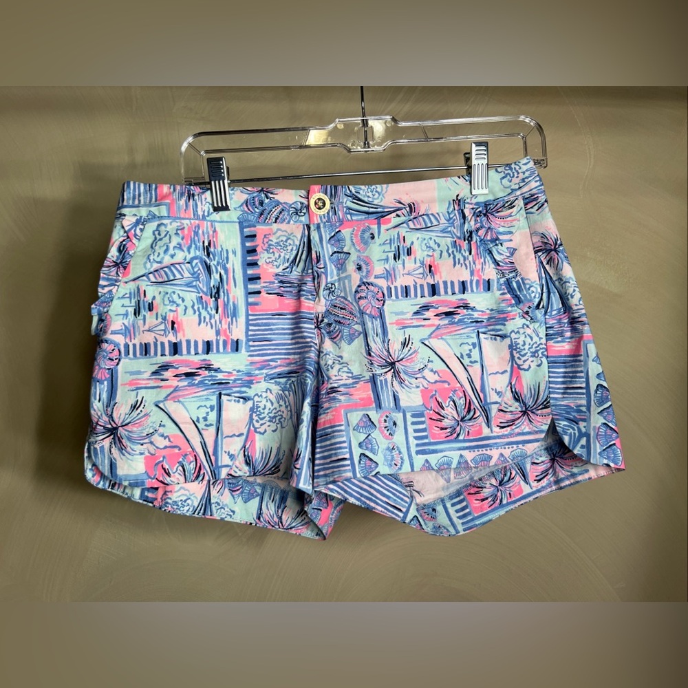 Lilly Pulitzer Adie Ruffle Pocket Stretch,Whisper Blue,Yeah Buoy Coastal|size:4 - Picture 7 of 16